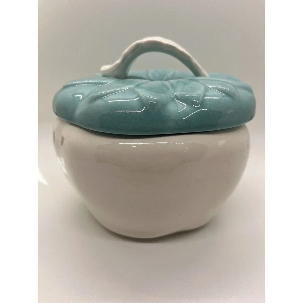 Ceramic Bowl w/Lid for Serving Dips Turquoise Hoenig California Pottery
